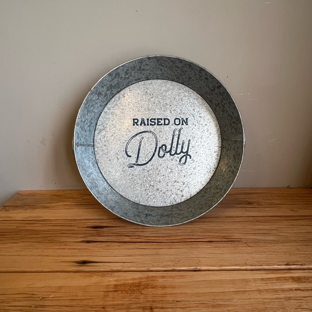 Dolly Galvanized Metal Round Serving Tray